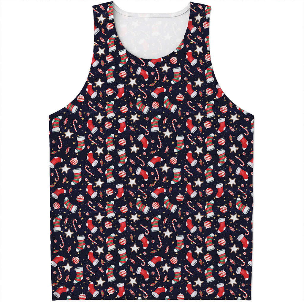 Watercolor Merry Christmas Pattern Print Men's Tank Top