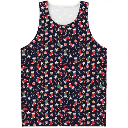 Watercolor Merry Christmas Pattern Print Men's Tank Top