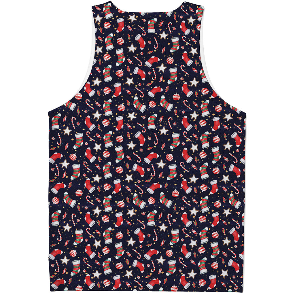 Watercolor Merry Christmas Pattern Print Men's Tank Top