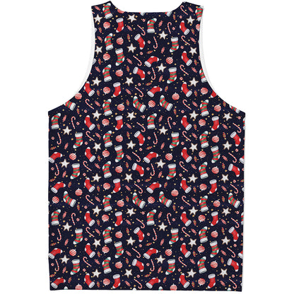 Watercolor Merry Christmas Pattern Print Men's Tank Top
