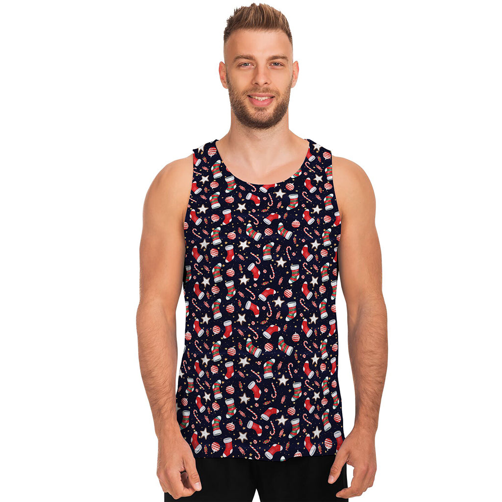 Watercolor Merry Christmas Pattern Print Men's Tank Top