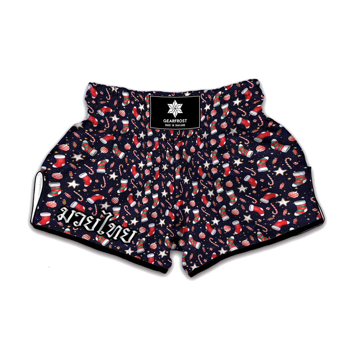 Watercolor Merry Christmas Pattern Print Muay Thai Boxing Shorts