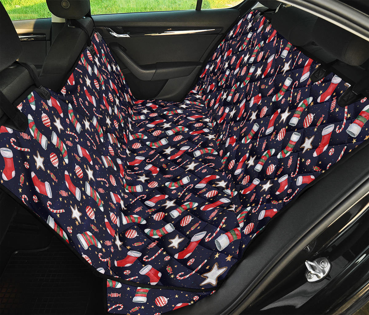 Watercolor Merry Christmas Pattern Print Pet Car Back Seat Cover