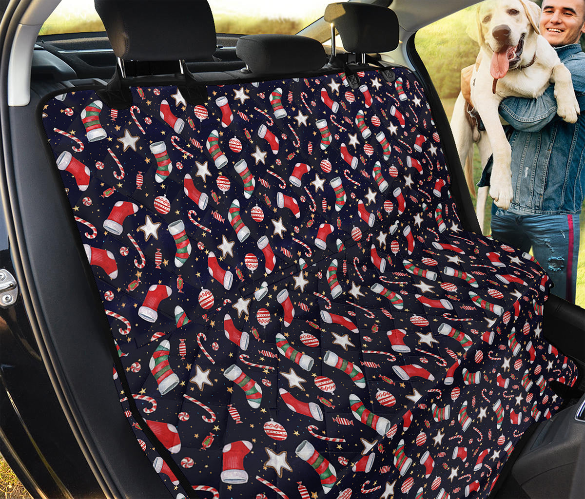 Watercolor Merry Christmas Pattern Print Pet Car Back Seat Cover