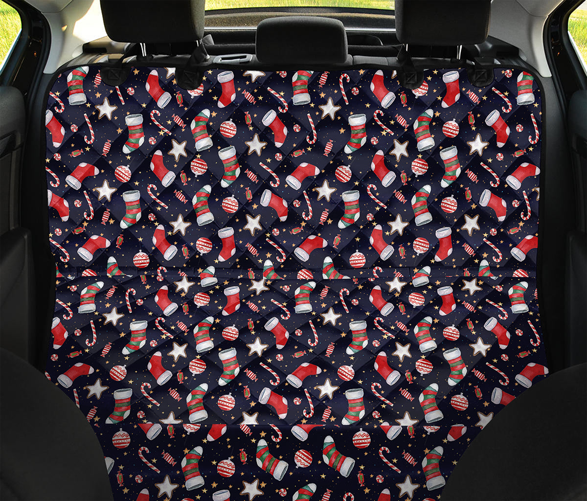 Watercolor Merry Christmas Pattern Print Pet Car Back Seat Cover