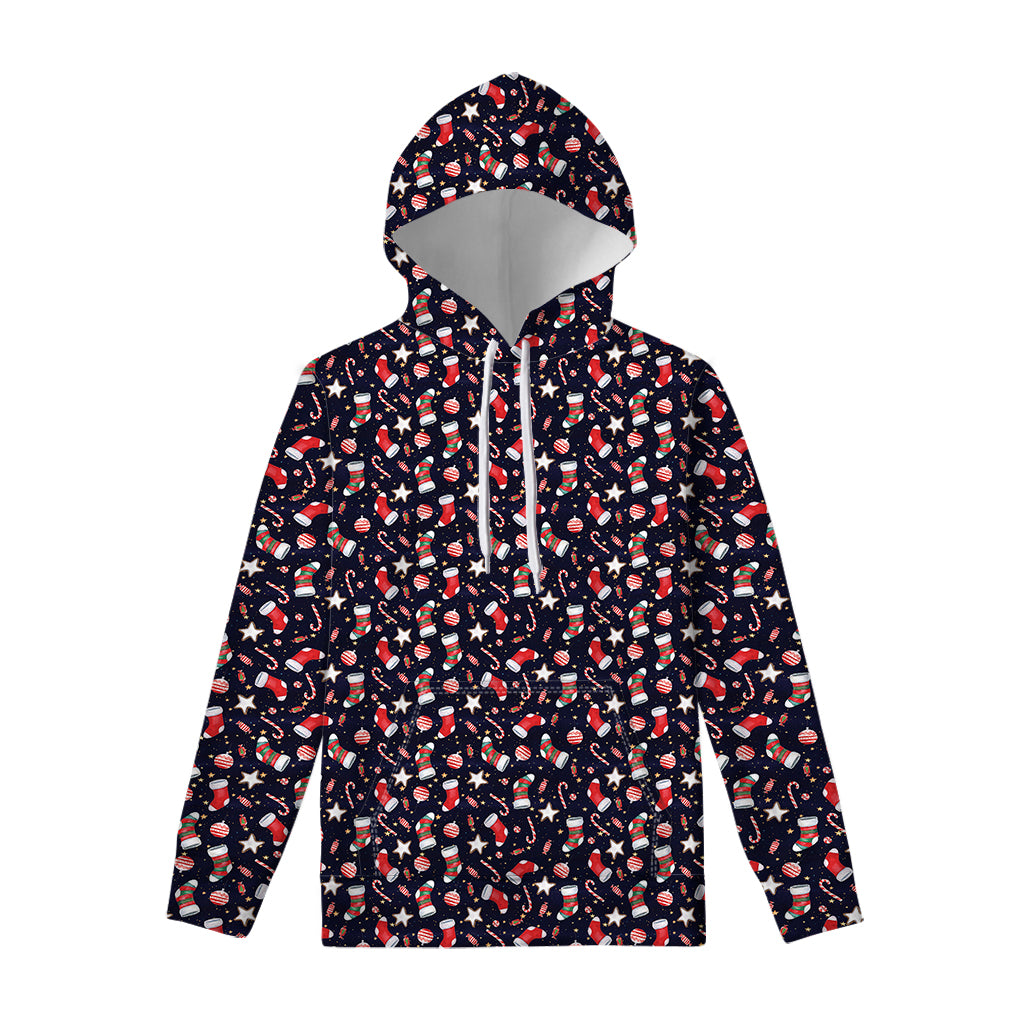Watercolor Merry Christmas Pattern Print Pullover Hoodie