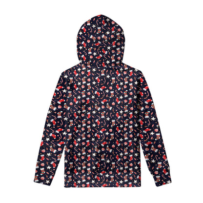 Watercolor Merry Christmas Pattern Print Pullover Hoodie