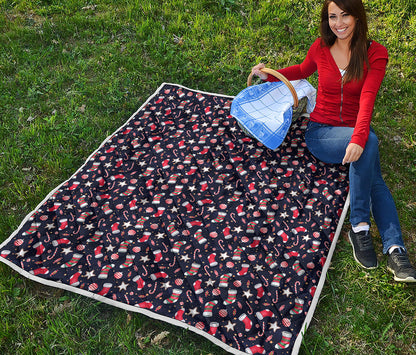 Watercolor Merry Christmas Pattern Print Quilt