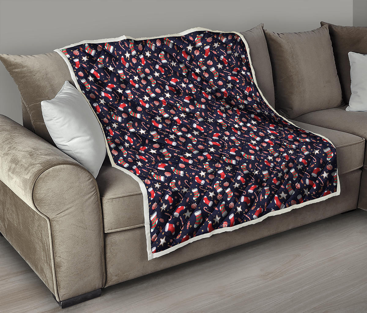 Watercolor Merry Christmas Pattern Print Quilt