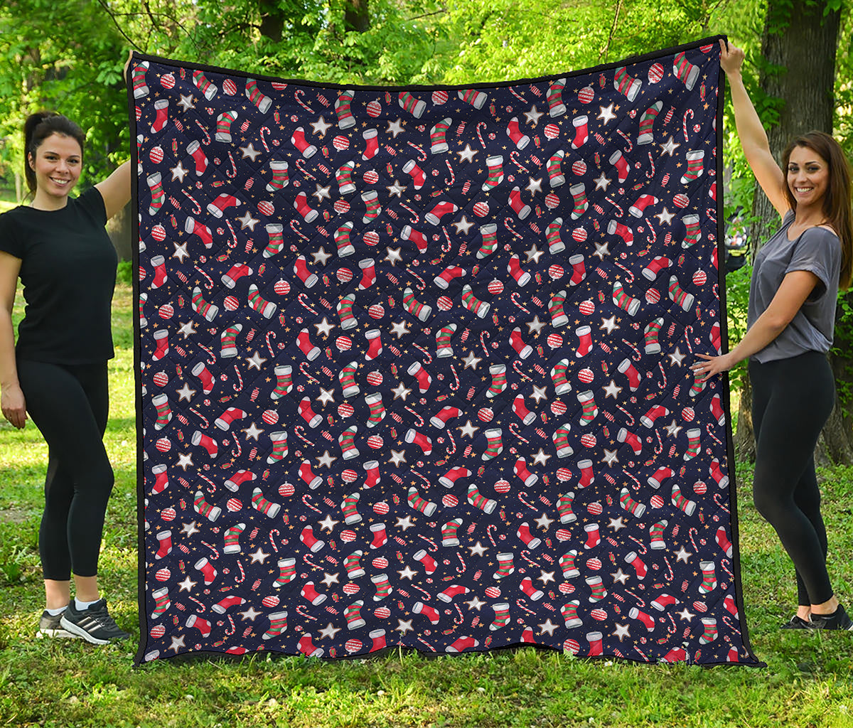 Watercolor Merry Christmas Pattern Print Quilt