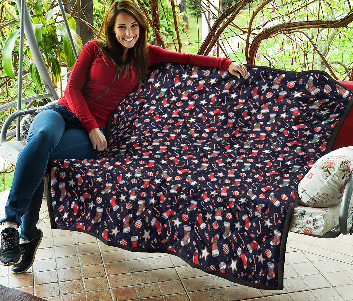 Watercolor Merry Christmas Pattern Print Quilt