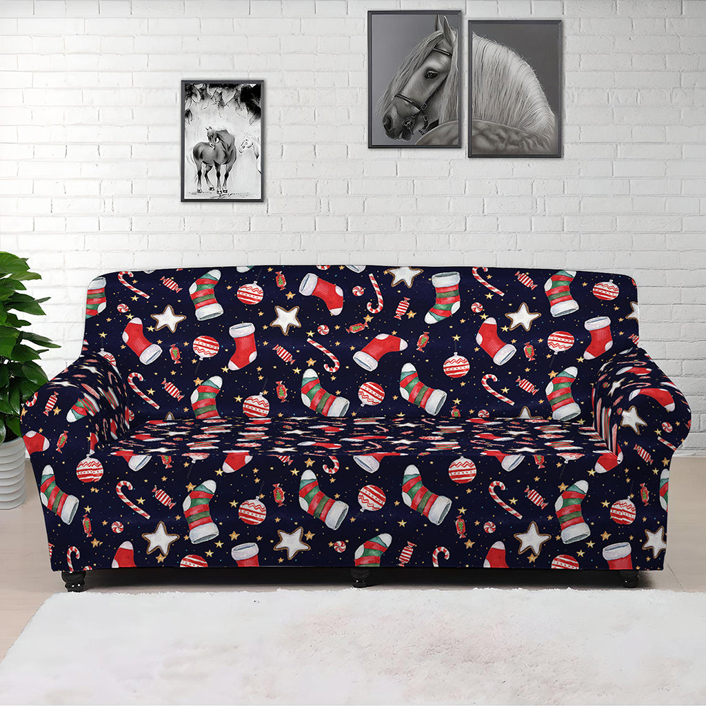 Watercolor Merry Christmas Pattern Print Sofa Cover