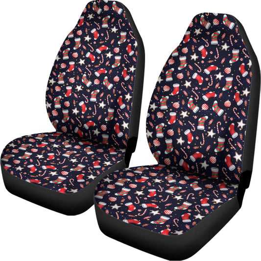Watercolor Merry Christmas Pattern Print Universal Fit Car Seat Covers