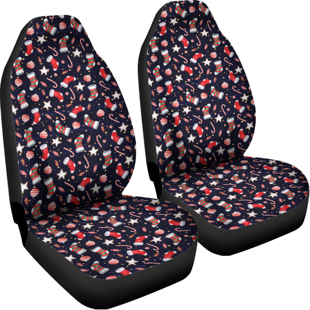 Watercolor Merry Christmas Pattern Print Universal Fit Car Seat Covers