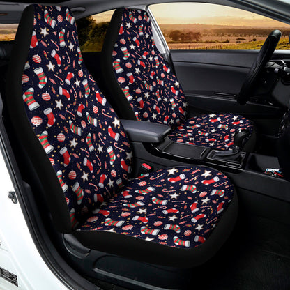 Watercolor Merry Christmas Pattern Print Universal Fit Car Seat Covers