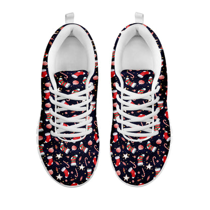 Watercolor Merry Christmas Pattern Print White Sneakers