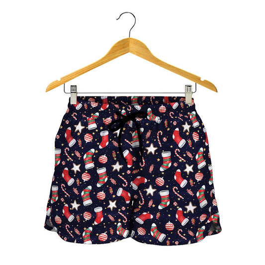Watercolor Merry Christmas Pattern Print Women's Shorts
