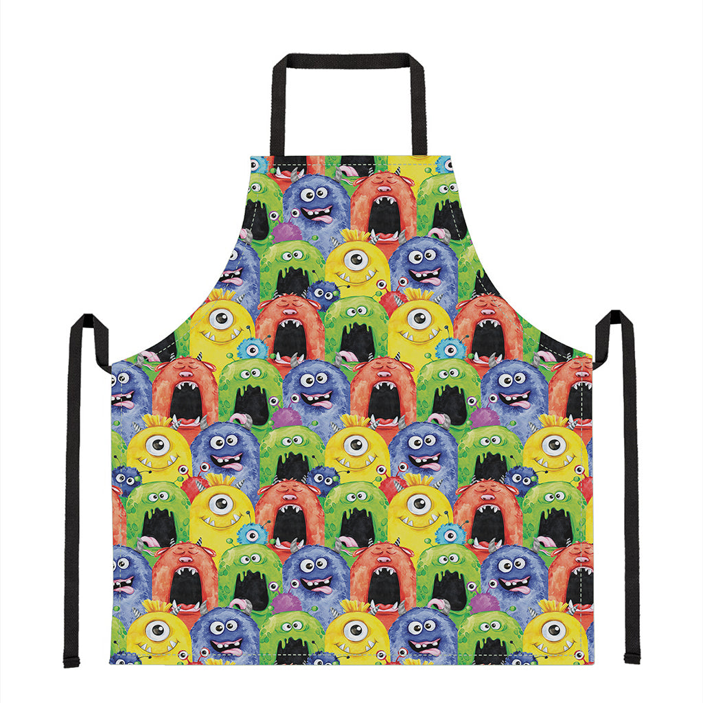 Watercolor Monster Pattern Print Apron