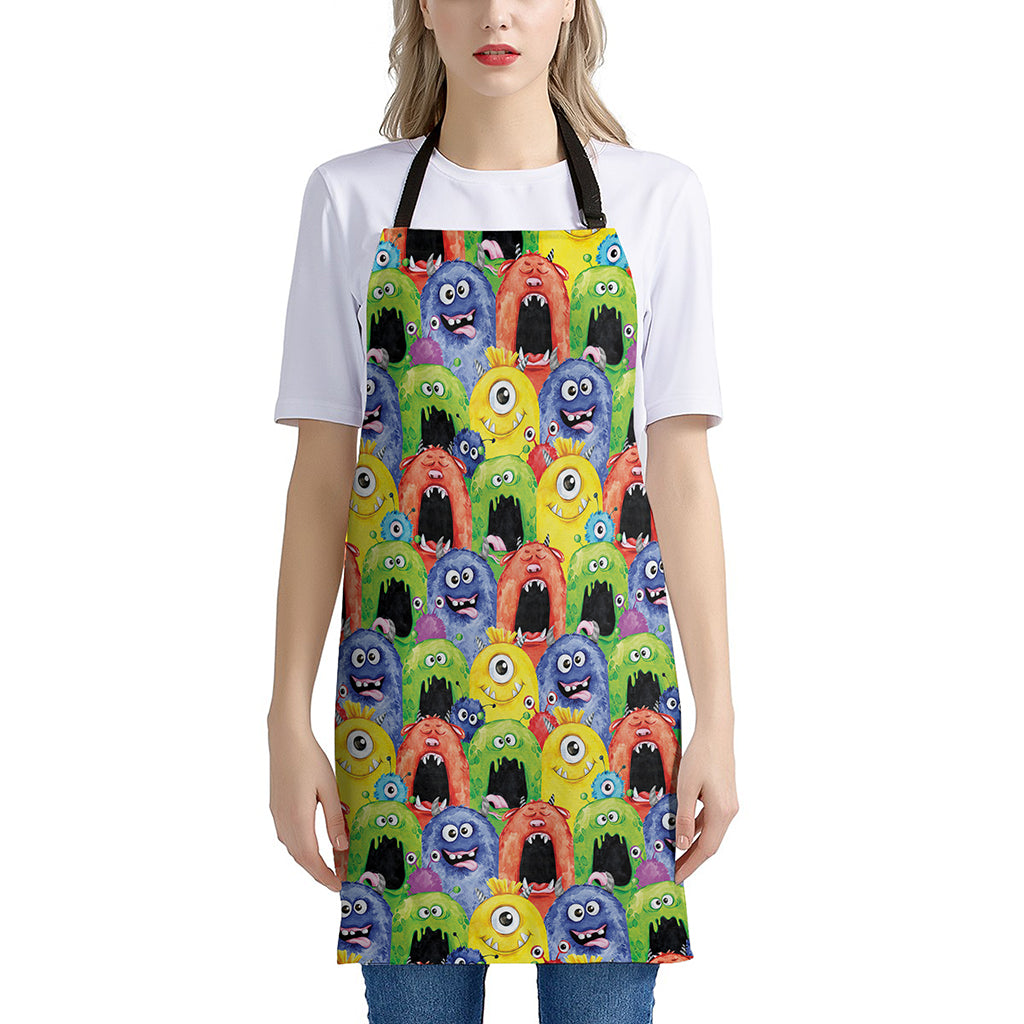 Watercolor Monster Pattern Print Apron
