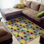 Watercolor Monster Pattern Print Area Rug