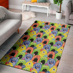 Watercolor Monster Pattern Print Area Rug