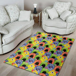 Watercolor Monster Pattern Print Area Rug