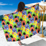 Watercolor Monster Pattern Print Beach Sarong Wrap