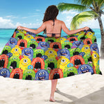 Watercolor Monster Pattern Print Beach Sarong Wrap
