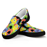 Watercolor Monster Pattern Print Black Slip On Shoes