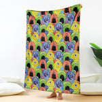 Watercolor Monster Pattern Print Blanket