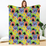 Watercolor Monster Pattern Print Blanket