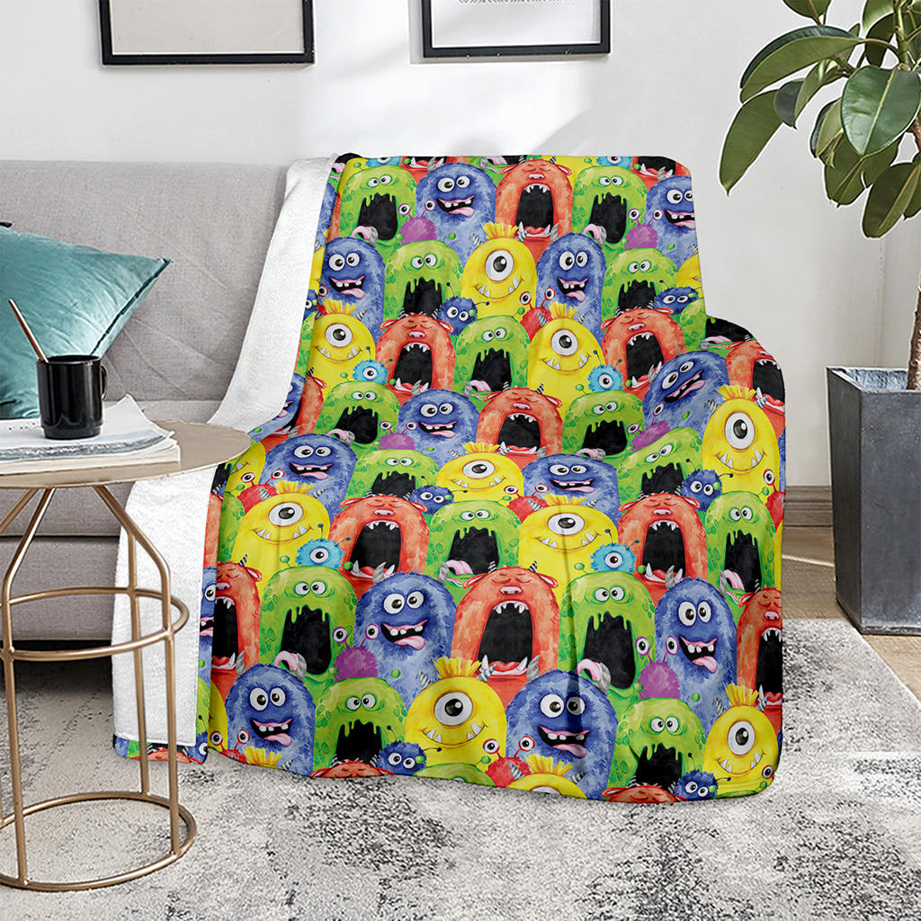 Watercolor Monster Pattern Print Blanket