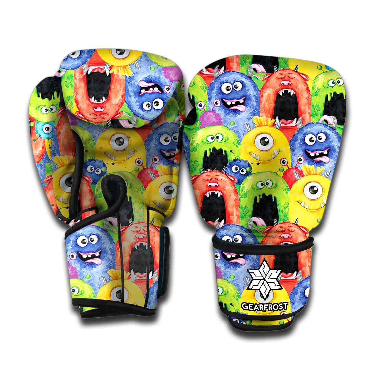 Watercolor Monster Pattern Print Boxing Gloves