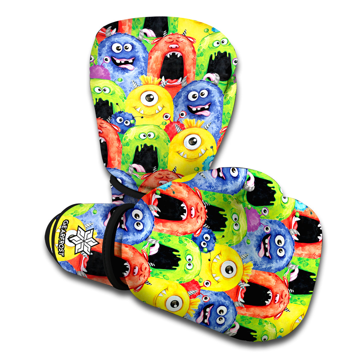 Watercolor Monster Pattern Print Boxing Gloves