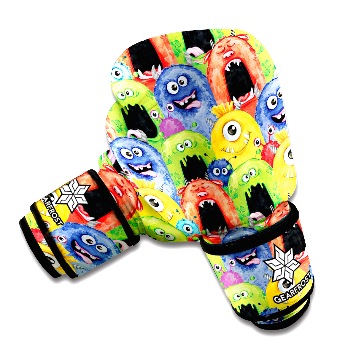 Watercolor Monster Pattern Print Boxing Gloves