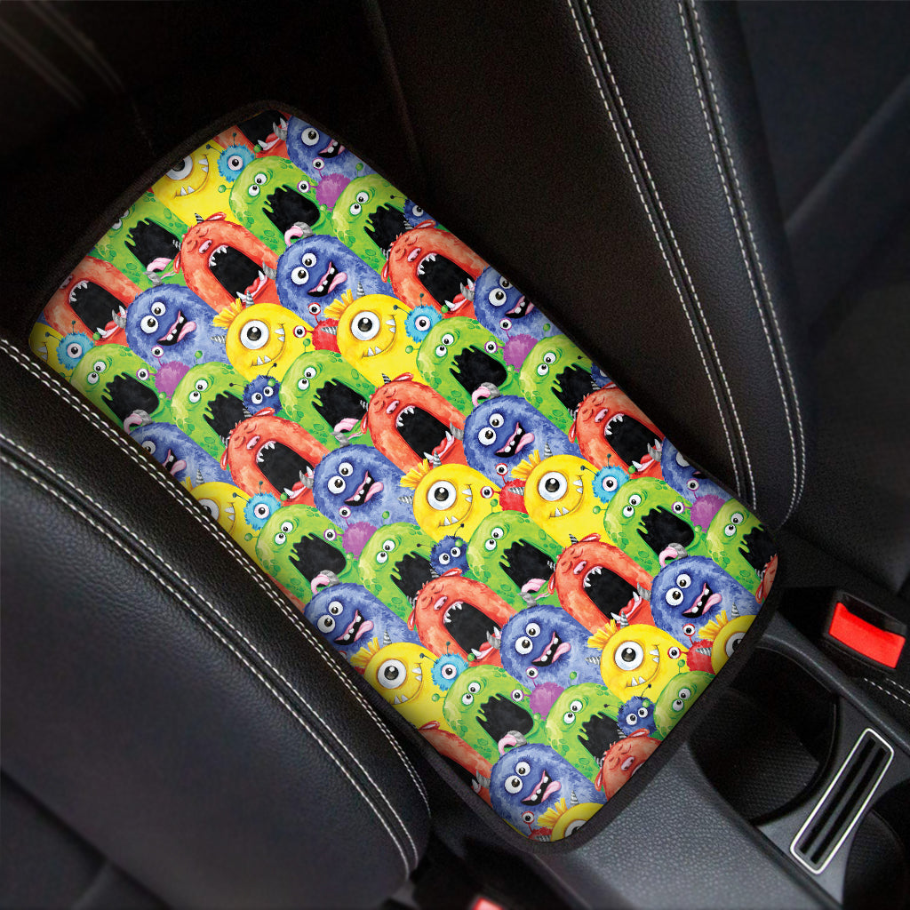 Watercolor Monster Pattern Print Car Center Console Cover