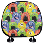 Watercolor Monster Pattern Print Car Headrest Covers