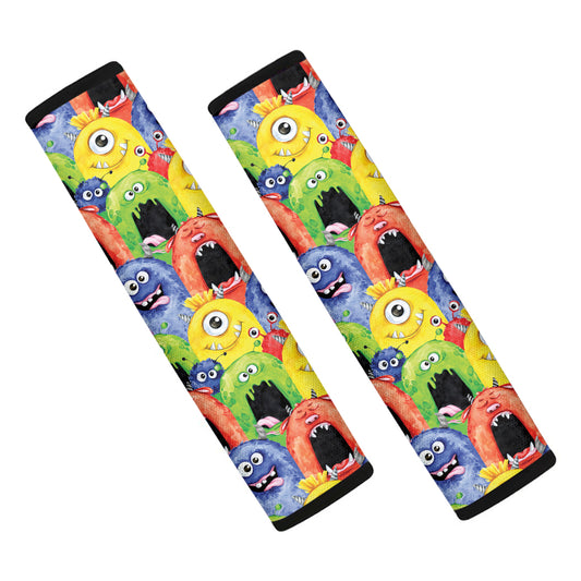 Watercolor Monster Pattern Print Car Seat Belt Covers