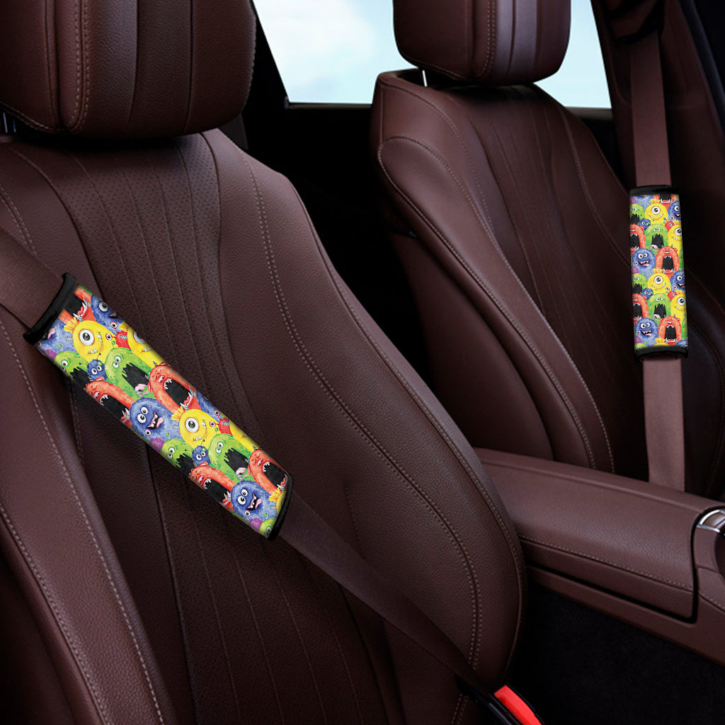Watercolor Monster Pattern Print Car Seat Belt Covers