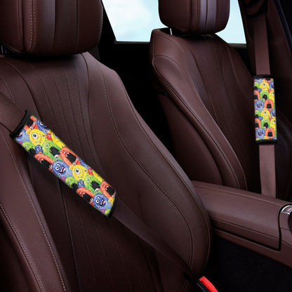 Watercolor Monster Pattern Print Car Seat Belt Covers