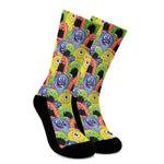 Watercolor Monster Pattern Print Crew Socks