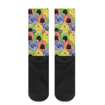 Watercolor Monster Pattern Print Crew Socks