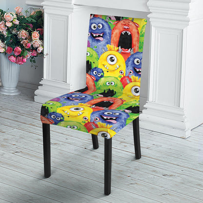 Watercolor Monster Pattern Print Dining Chair Slipcover