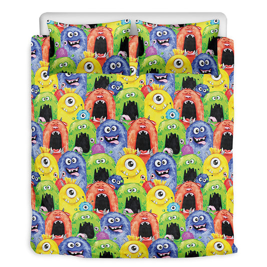 Watercolor Monster Pattern Print Duvet Cover Bedding Set