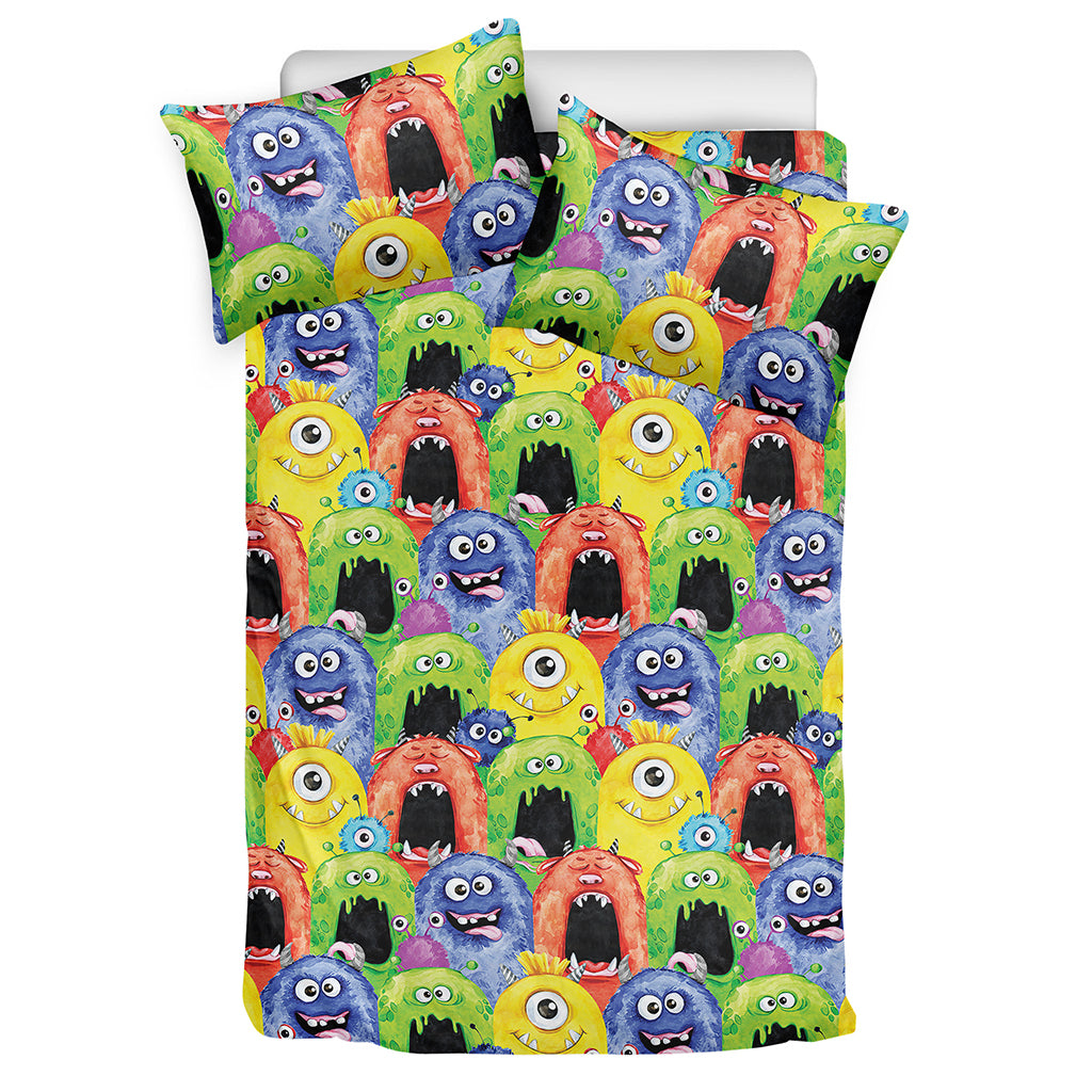 Watercolor Monster Pattern Print Duvet Cover Bedding Set