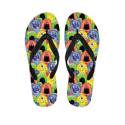 Watercolor Monster Pattern Print Flip Flops