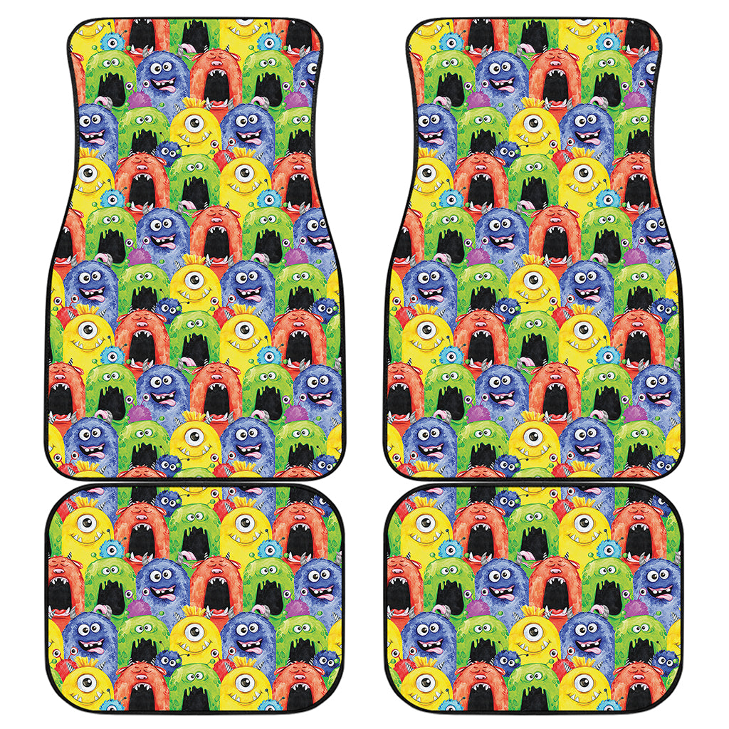 Watercolor Monster Pattern Print Front and Back Car Floor Mats