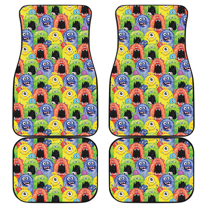 Watercolor Monster Pattern Print Front and Back Car Floor Mats