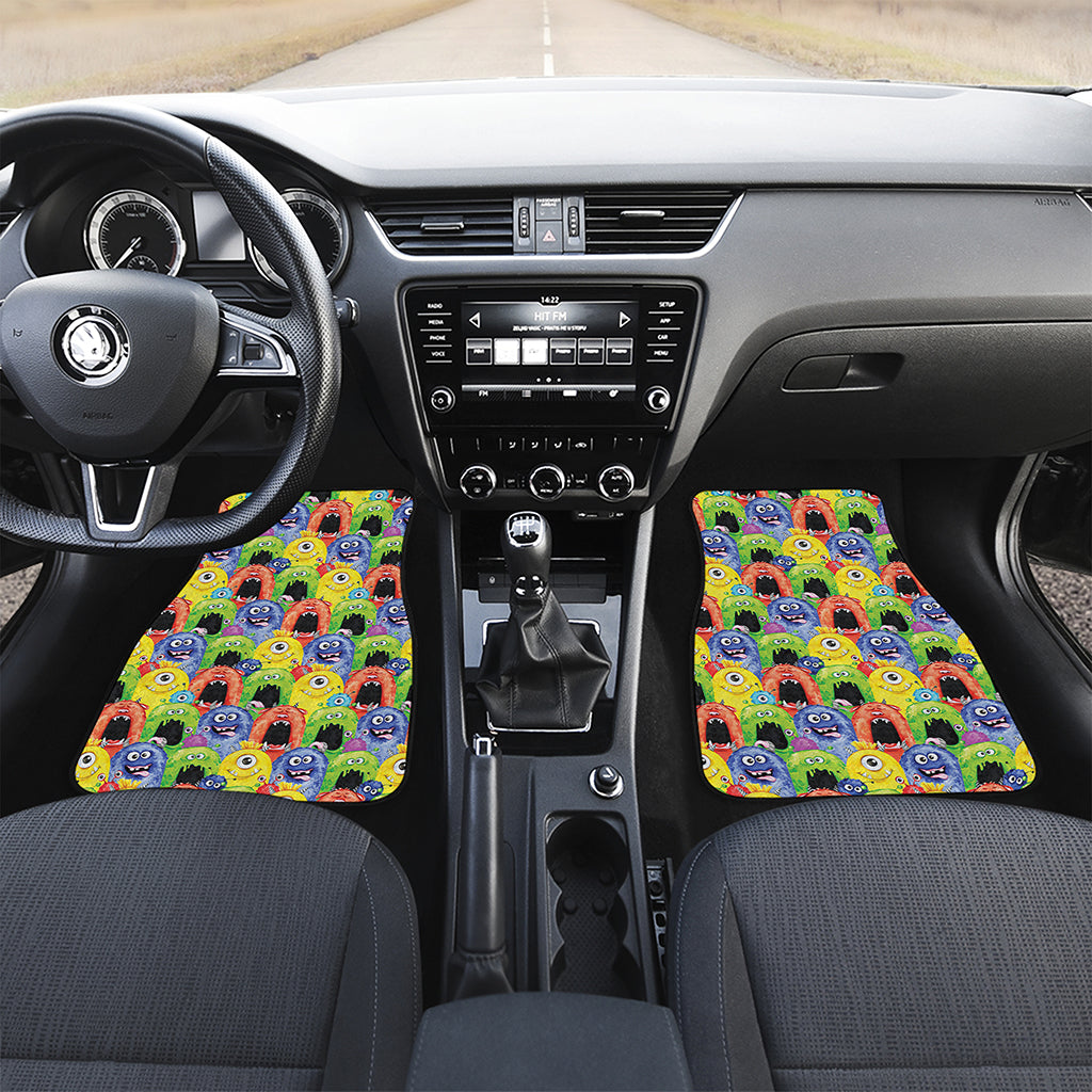 Watercolor Monster Pattern Print Front and Back Car Floor Mats