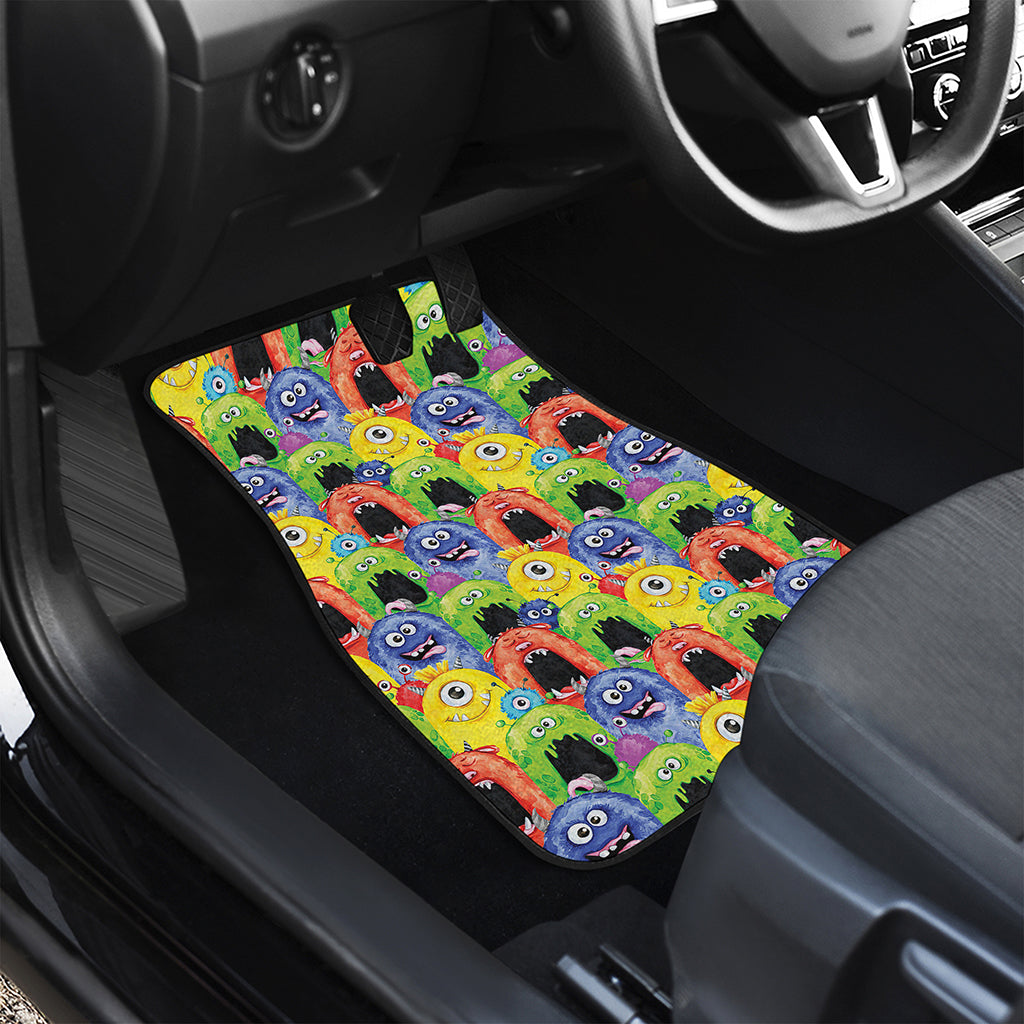 Watercolor Monster Pattern Print Front and Back Car Floor Mats